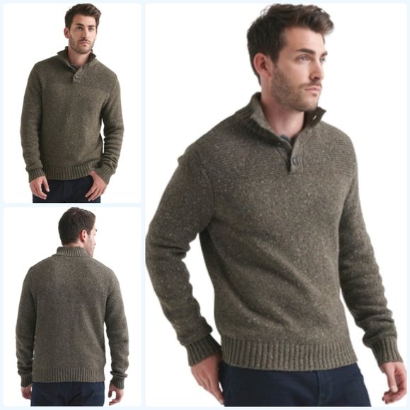Lucky Brand Other - Lucky Brand Donegal Half Button Mock Wool Sweater